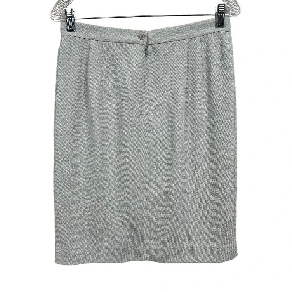 Ross Mayer Womens Pencil Skirt Front Slit Vent Lined Back Zip Light Grey Sz 12*